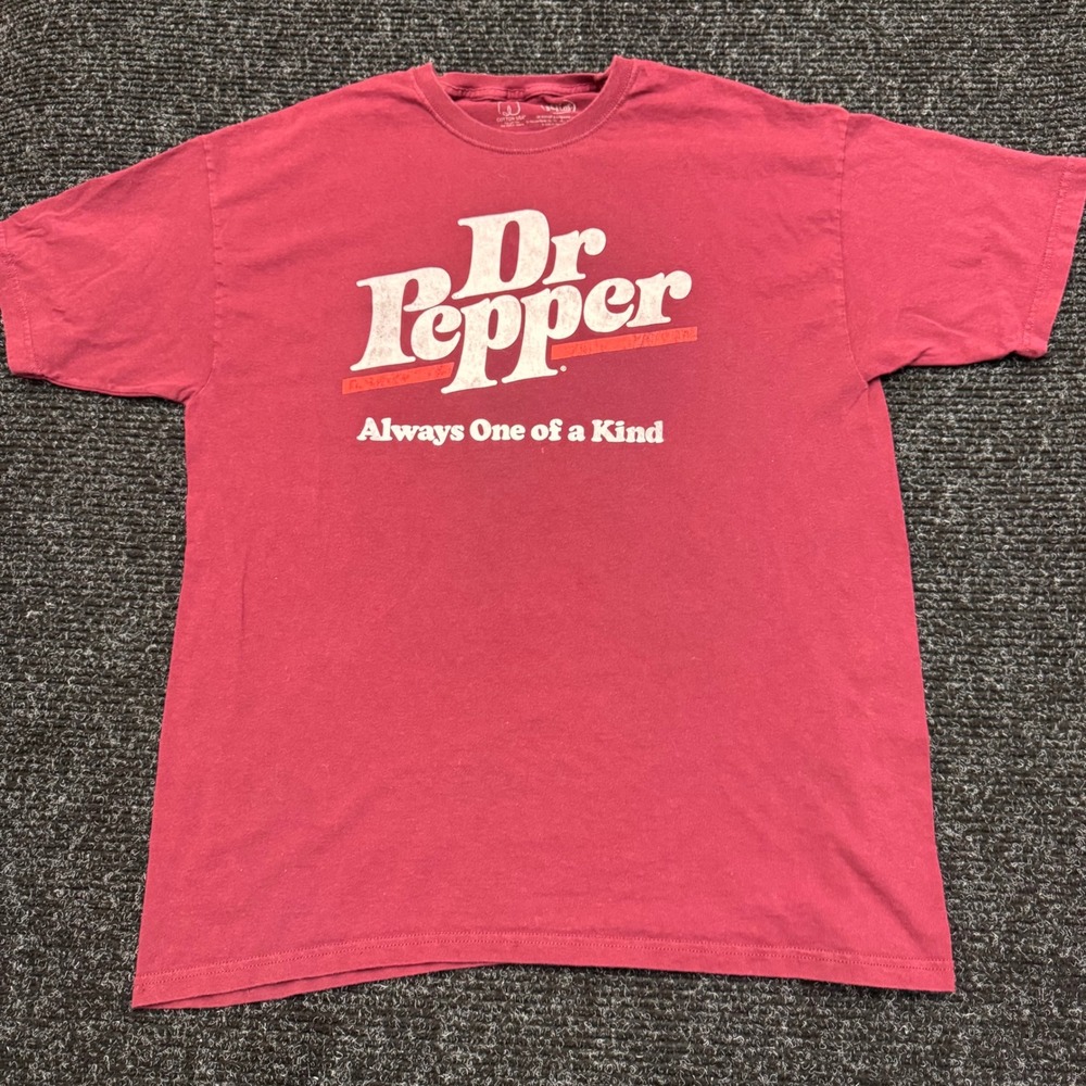 Dr Pepper Mens T-Shirt XL Maroon Red Always One of a Kind Graphic Tee Cotton USA